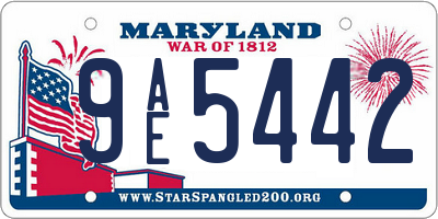 MD license plate 9AE5442