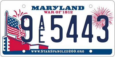 MD license plate 9AE5443
