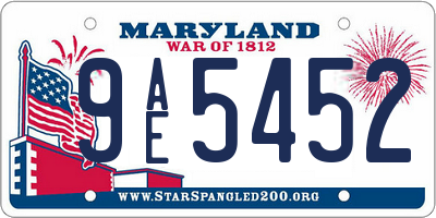 MD license plate 9AE5452