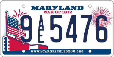 MD license plate 9AE5476
