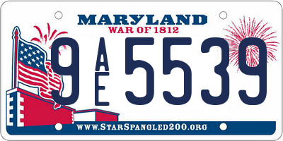 MD license plate 9AE5539