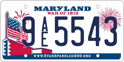 MD license plate 9AE5543