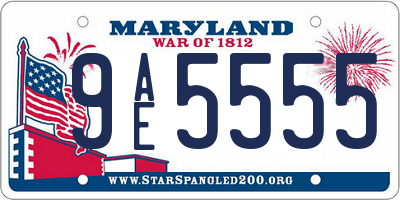 MD license plate 9AE5555