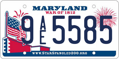 MD license plate 9AE5585