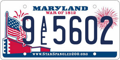 MD license plate 9AE5602