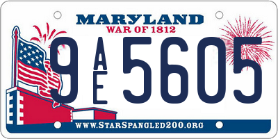 MD license plate 9AE5605