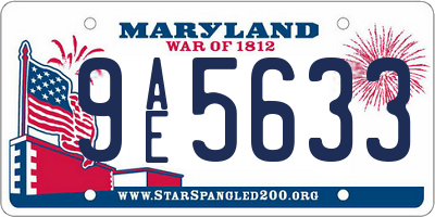 MD license plate 9AE5633