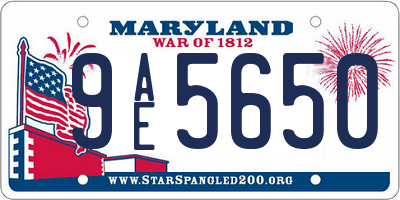 MD license plate 9AE5650