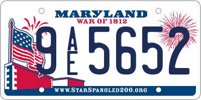 MD license plate 9AE5652