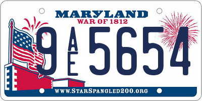 MD license plate 9AE5654