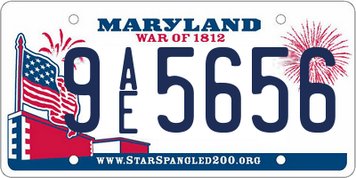 MD license plate 9AE5656