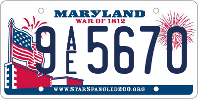 MD license plate 9AE5670