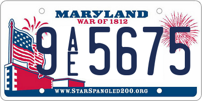 MD license plate 9AE5675