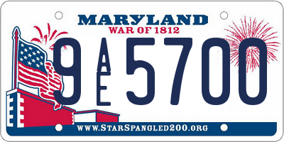 MD license plate 9AE5700