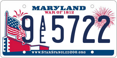 MD license plate 9AE5722