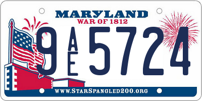 MD license plate 9AE5724