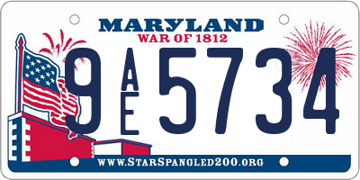 MD license plate 9AE5734