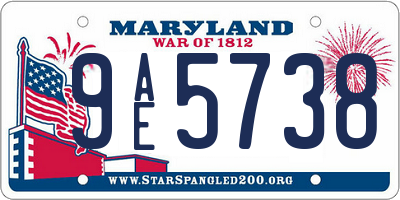 MD license plate 9AE5738