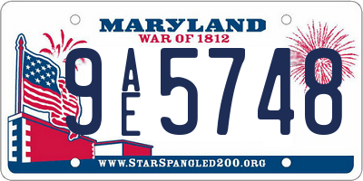 MD license plate 9AE5748