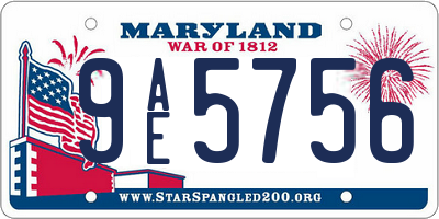 MD license plate 9AE5756