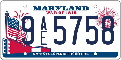MD license plate 9AE5758