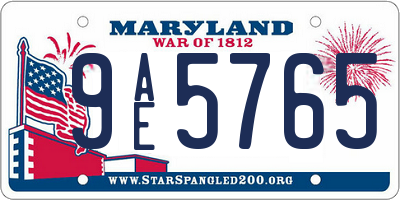 MD license plate 9AE5765