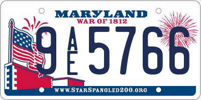 MD license plate 9AE5766