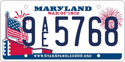 MD license plate 9AE5768