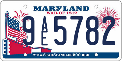 MD license plate 9AE5782