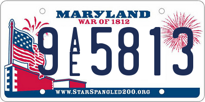 MD license plate 9AE5813