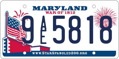 MD license plate 9AE5818