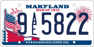 MD license plate 9AE5822