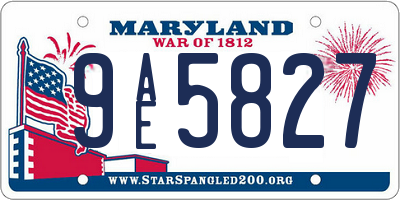 MD license plate 9AE5827