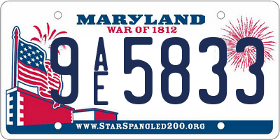 MD license plate 9AE5833