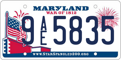 MD license plate 9AE5835