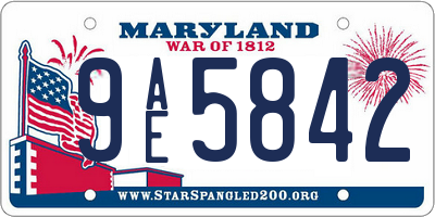 MD license plate 9AE5842