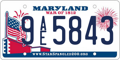 MD license plate 9AE5843