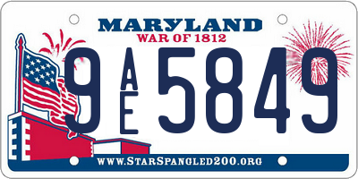 MD license plate 9AE5849
