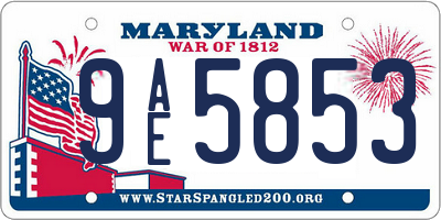 MD license plate 9AE5853