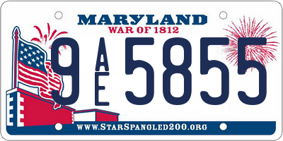 MD license plate 9AE5855