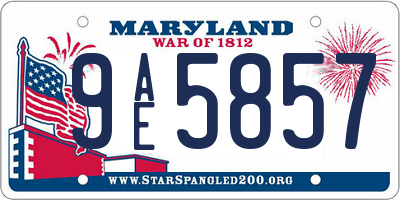 MD license plate 9AE5857