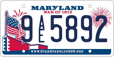 MD license plate 9AE5892