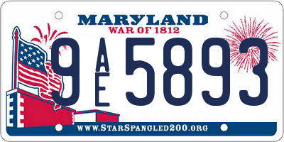 MD license plate 9AE5893