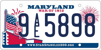 MD license plate 9AE5898