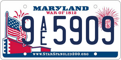MD license plate 9AE5909