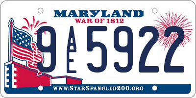 MD license plate 9AE5922
