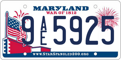 MD license plate 9AE5925