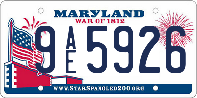 MD license plate 9AE5926