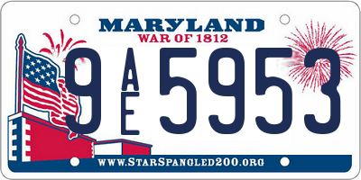 MD license plate 9AE5953