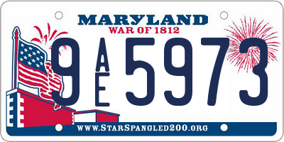 MD license plate 9AE5973